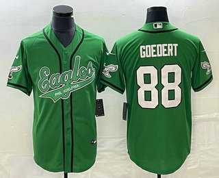 Mens Philadelphia Eagles #88 Dallas Goedert Green Cool Base Stitched Baseball Jersey